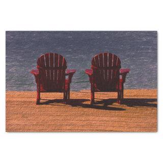 Rustic Sunset Red Adirondack Beach Chairs Tissue Paper
