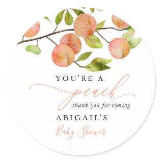 Rustic Sweet Peach Baby Shower Favor Classic Round Classic Round Sticker