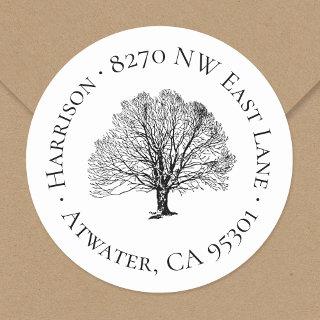 Rustic Tree Round Return Address Label