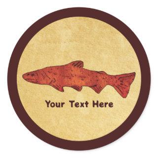 Rustic Trout Classic Round Sticker