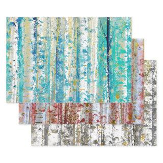 Rustic Turquoise Rust and Yellow Birch Trees  Sheets