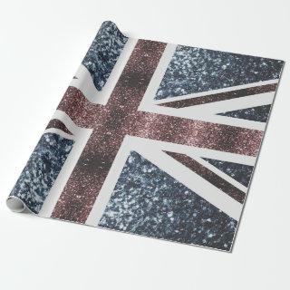 Rustic UK flag red blue sparkles glitters