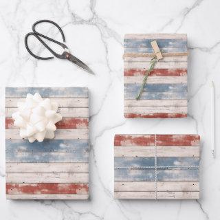 Rustic USA flag patriotic blue and red old wooden  Sheets