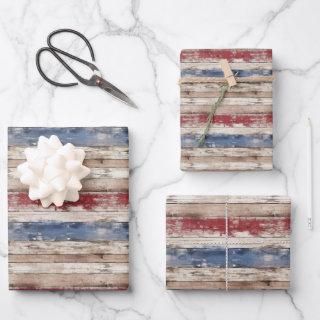 Rustic USA flag patriotic blue and red old wooden  Sheets