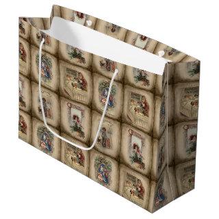 Rustic Victorian Christmas Book Covers Large Gift Bag