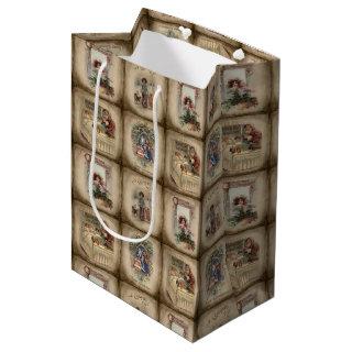 Rustic Victorian Christmas Book Covers Medium Gift Bag