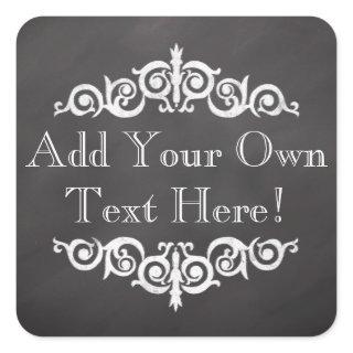 Rustic Vintage Chalkboard Custom Personalized Square Sticker