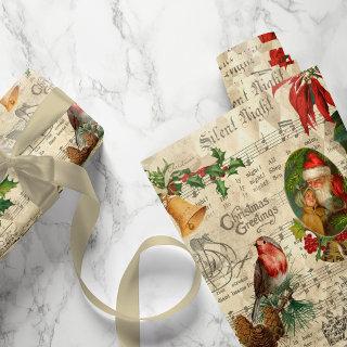 Rustic Vintage Christmas Music Floral Ephemera