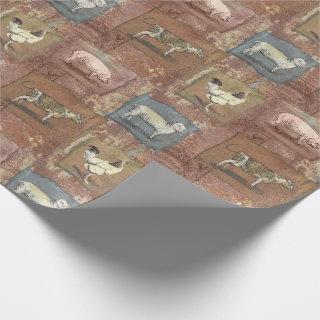 Rustic Vintage Farm Animals Rust Pattern