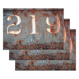 Rustic Vintage Teal Rust Texture Train Numbers  Sheets
