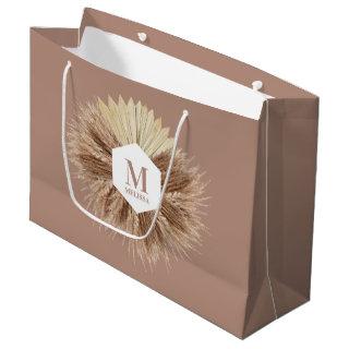 Rustic Warm Neutral Colors Monogram  Large Gift Bag