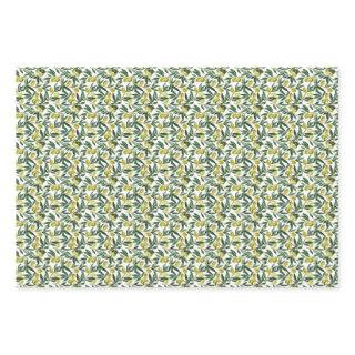 Rustic Watercolor Green Olive Branches Pattern  Sheets