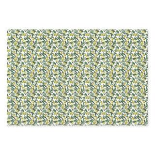 Rustic Watercolor Green Olive Branches Pattern  Sheets