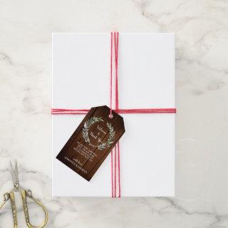 Rustic watercolor leaves wood wedding Welcome tag