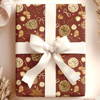Rustic Watercolor Pine Cone Christmas