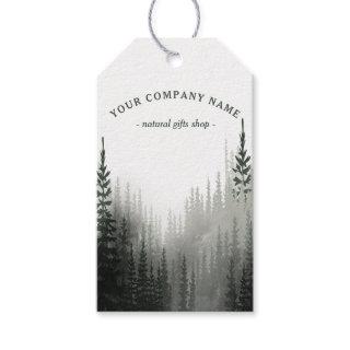 Rustic Watercolor Pine Forest Logo Custom Gift Tag