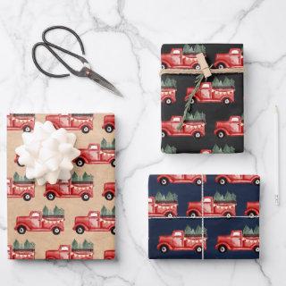 Rustic Watercolor Red Christmas Truck  Sheets