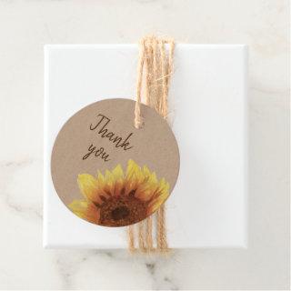 Rustic watercolor sunflower script thank you favor tags