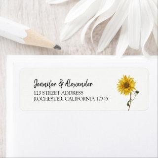 Rustic watercolor sunflower wedding return address label