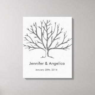 Rustic Wedding Fingerprint Tree Canvas Print