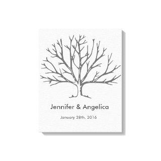 Rustic Wedding Fingerprint Tree Canvas Print