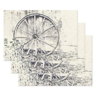 Rustic Western Black And White Wagon Wheel  Sheets