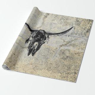 Rustic Western Cow Skull Black Texture Decoupage