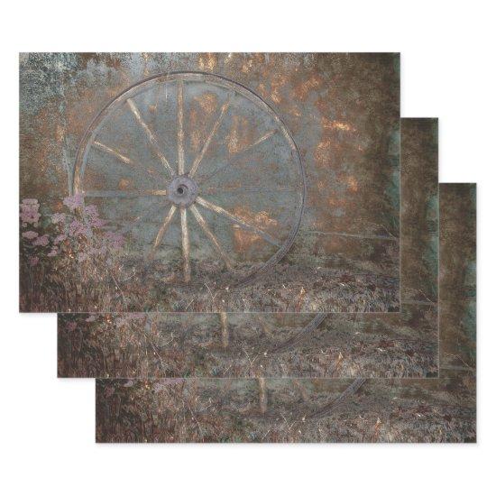 Rustic Western Vintage Brown Gray Wagon Wheel  Sheets