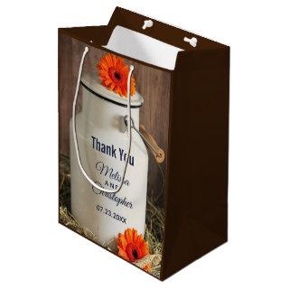 Rustic White Milk Jug with Flowers Wedding Medium Gift Bag