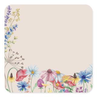 Rustic Wildflower Charm Blank Square Sticker