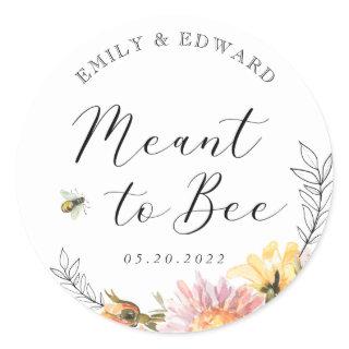 Rustic Wildflower Meant to Bee Wedding Favor Classic Round Sticker