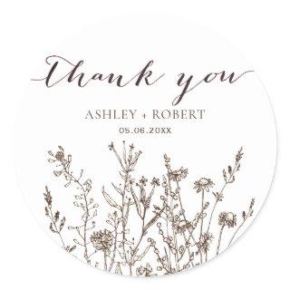 Rustic Wildflowers Fall Meadow Wedding Favor Classic Round Sticker