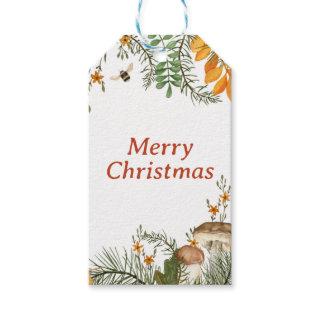 Rustic Winter Forest Mushrooms Merry Christmas Gift Tags