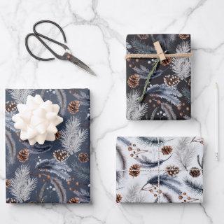 Rustic Winter Pine Cones Spruce Leaves Branch  Sheets