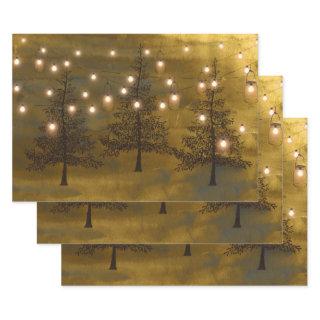 Rustic Winter Scene Golden Lights  Sheets