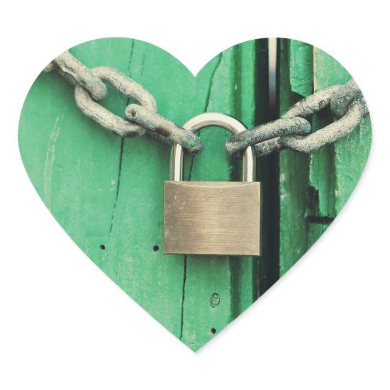 Rustic Wood and Padlock Heart Sticker