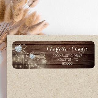 Rustic Wood Country Mason Jar Lights Wedding Label