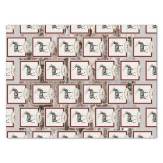 Rustic Wood Elk/ Reindeer Family Monogram tan gray Tissue Paper