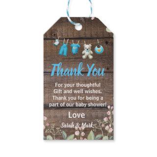 Rustic Wood Floral Laundry Baby Shower Thank You Gift Tags