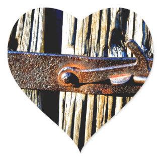 Rustic Wood & Iron Metal Latch Heart Sticker
