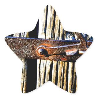 Rustic Wood & Iron Metal Latch Star Sticker