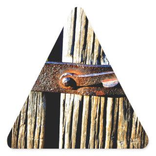 Rustic Wood & Iron Metal Latch Triangle Sticker