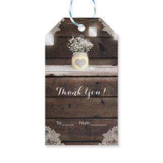 Rustic Wood, Lace & Mason Jars Barn Elegant Favor Gift Tags