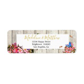 Rustic Wood Nature Floral Protea Bees  Wedding Label