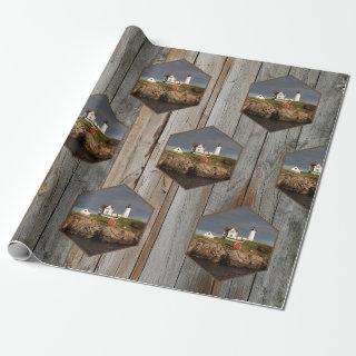 Rustic Wood Nubble Custom Photo Lighthouse