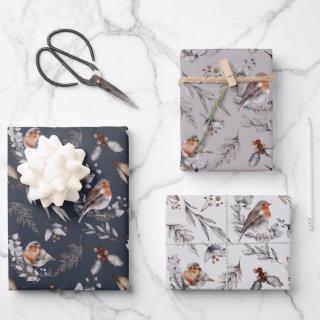 Rustic Woodland Robin Winter Leaves  Sheets