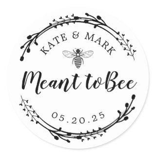 Rustic Wreath Meant to Bee Wedding Favor Classic Round Sticker