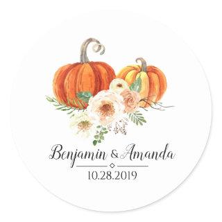 Rustica Pumpkins Fall Wedding Classic Round Sticker
