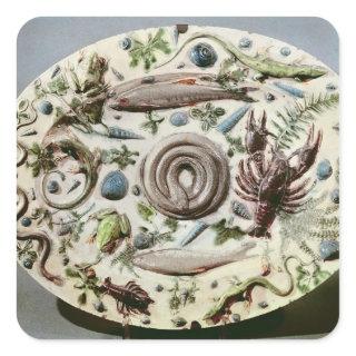 Rustique Figuline' dish with a white background Square Sticker