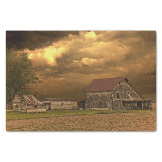 Rusty Barn Under Stormy Skies Tissue Paper